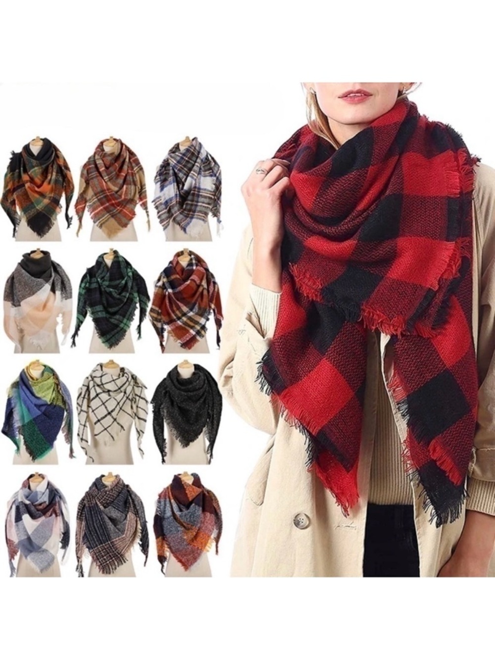 MYSTERY COLOR Cashmere Acrylic Knitted Triangle Scarf